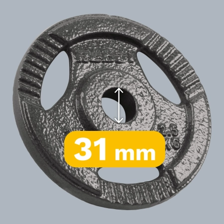 Obciążenie żeliwne zestaw 4x2.5kg, otwór 31mm, talerz z uchwytami, REBEL ACTIVE