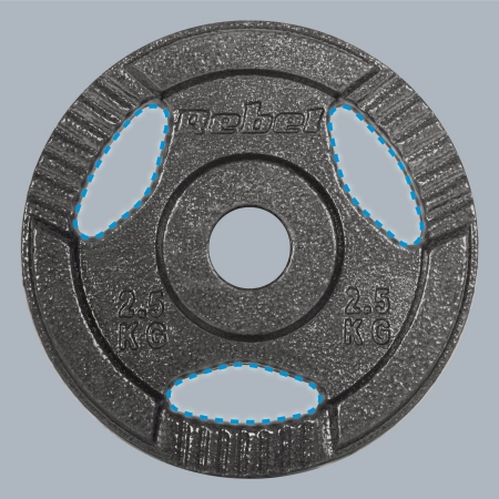 Obciążenie żeliwne zestaw 4x2.5kg, otwór 31mm, talerz z uchwytami, REBEL ACTIVE