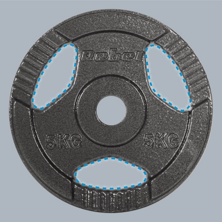 Obciążenie żeliwne zestaw 4x5kg, otwór 31mm, talerz z uchwytami, REBEL ACTIVE
