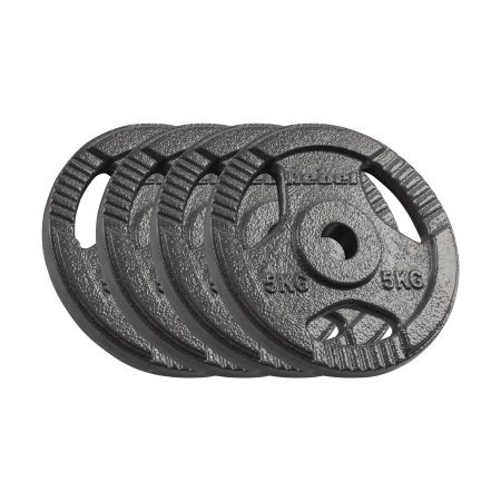 Obciążenie żeliwne zestaw 4x5kg, otwór 31mm, talerz z uchwytami, REBEL ACTIVE