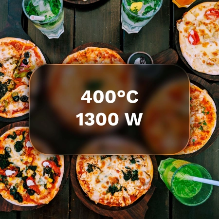 Piec do pizzy TEESA SUPREME + , 1200 W, 32 cm , okienko , wyjmowany kamień, sterowanie dwiema grzałkami