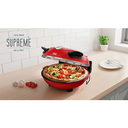 Piec do pizzy TEESA SUPREME + , 1200 W, 32 cm , okienko , wyjmowany kamień, sterowanie dwiema grzałkami