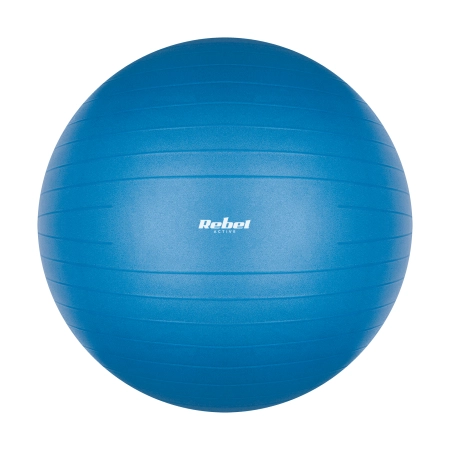 Piłka gimnastyczna rehabilitacyjna 65cm z pompką ręczną, kolor niebieski , REBEL ACTIVE