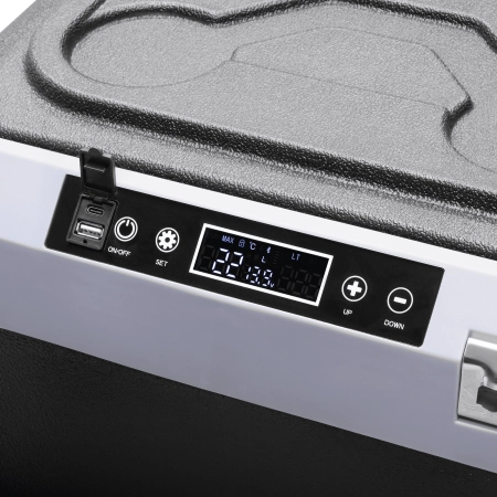 Profesjonalna lodówka turystyczna kompresorowa TEESA z funkcją mrożenia 50L DC12/24 AC 230V, duże koła i solidna rączka , Bluetooth, możliwość zasilan