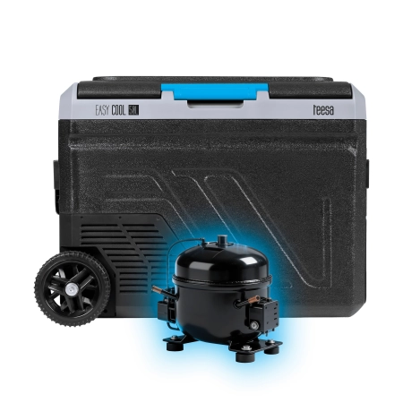 Profesjonalna lodówka turystyczna kompresorowa TEESA z funkcją mrożenia 50L DC12/24 AC 230V, duże koła i solidna rączka , Bluetooth, możliwość zasilan