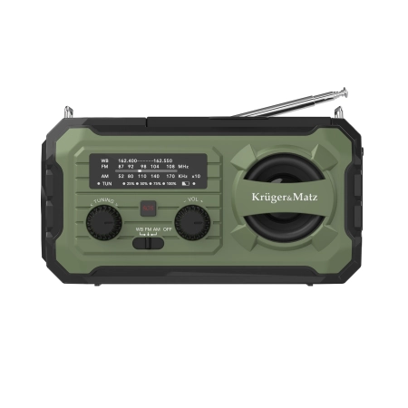Radio solarne, przenośne radio awaryjne SOS, powerbank 10000mAh, latarka, dynamo, Kruger&Matz
