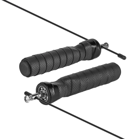 Skakanka bokserska z gumową rączką z obciążeniem 2x100g i metalowym łożyskiem 300cm regulowana, REBEL ACTIVE