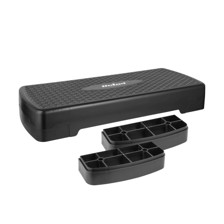 Step do aerobiku i ćwiczeń fitness, 2 stopnie, 68cm, czarny, REBEL ACTIVE