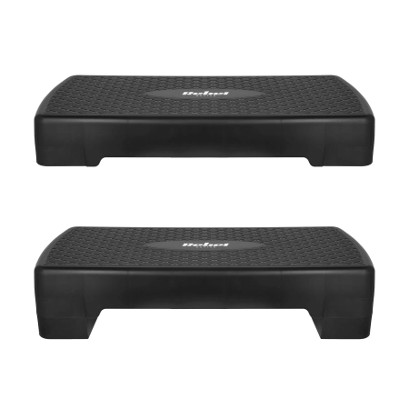 Step do aerobiku i ćwiczeń fitness, 2 stopnie, 68cm, czarny, REBEL ACTIVE