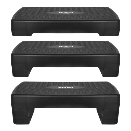 Step do aerobiku i ćwiczeń fitness, 3 stopnie, 68cm, czarny, REBEL ACTIVE