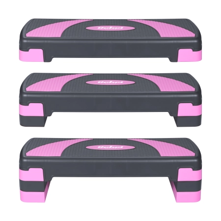 Step do aerobiku i ćwiczeń fitness, 3 stopnie, 78cm, szaro-fioletowy, REBEL ACTIVE