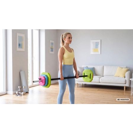 Sztanga składana z obciążeniem bitumicznym, gryf 140cm,  zestaw treningowy 20kg, REBEL ACTIVE