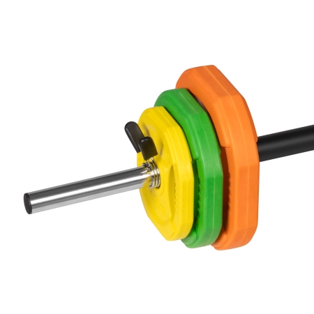 Sztanga składana z obciążeniem żeliwnym, gryf 140cm,  zestaw treningowy 20kg, REBEL ACTIVE