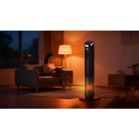 Termowentylator kolumnowy PTC Teesa z funkcją  imitacji kominka