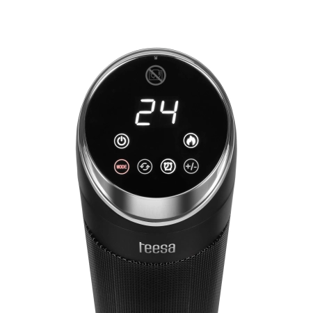 Termowentylator kolumnowy PTC Teesa z funkcją  imitacji kominka