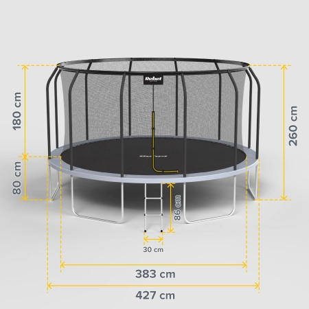 Trampolina Rebel Active PRO 14ft/427 cm, siatka, drabinka