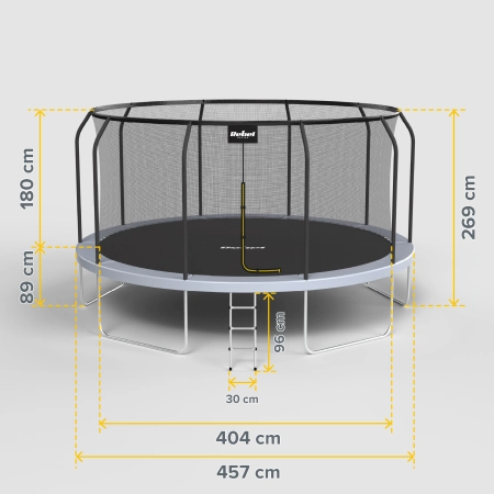 Trampolina Rebel Active PRO 15ft/457 cm, siatka, drabinka