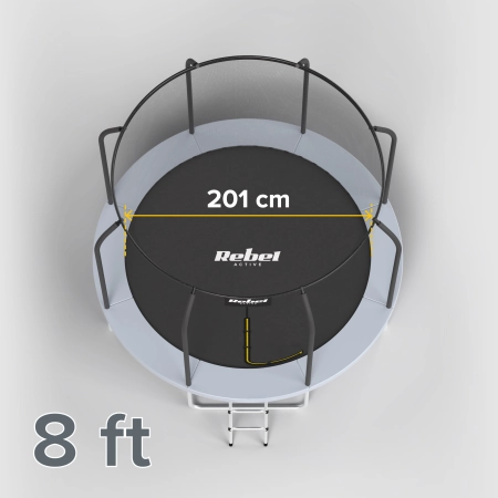 Trampolina Rebel Active PRO 8ft/244 cm, siatka, drabinka