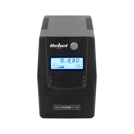 Zasilacz awaryjny komputerowy UPS REBEL model Nanopower Plus 650 ( offline, 650VA / 360W , 230 V , 50Hz , LCD , USB , RJ45 )