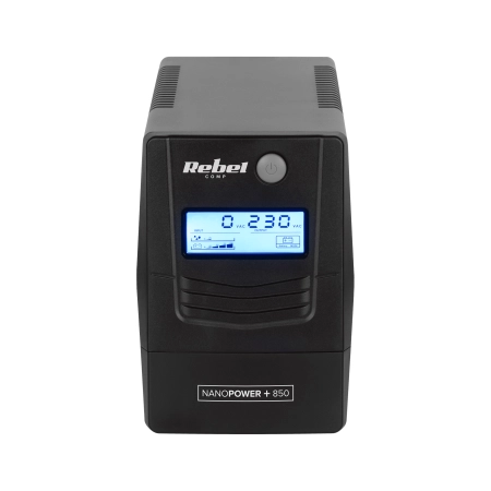 Zasilacz awaryjny komputerowy UPS REBEL model Nanopower Plus 850 ( offline, 850VA / 480W , 230 V , 50Hz , LCD , USB , RJ45 )