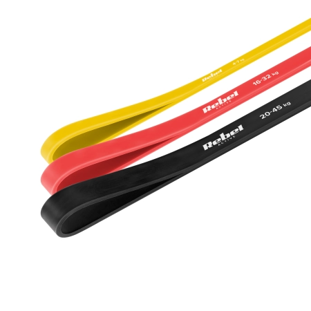 Zestaw gum do ćwiczeń lateksowy - Power Band PLs-1, 4-32 kg, 3 gumy,  REBEL ACTIVE
