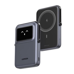 Powerbank magnetyczny 10000mAh Ugreen Uno PB572, Qi 7.5W (szary) Powerbank magnetyczny 10000mAh Ugreen Uno PB572, Qi 7.5W (szary)