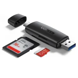 Czytnik kart UGREEN CM304 USB-A/USB-C SD/microSD (czarny) Czytnik kart UGREEN CM304 USB-A/USB-C SD/microSD (czarny)