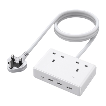 Listwa zasilająca Ugreen Nexode S620 (standard UK) 2x AC, 3x USB, 1x USB-C, 1.5m (biała)