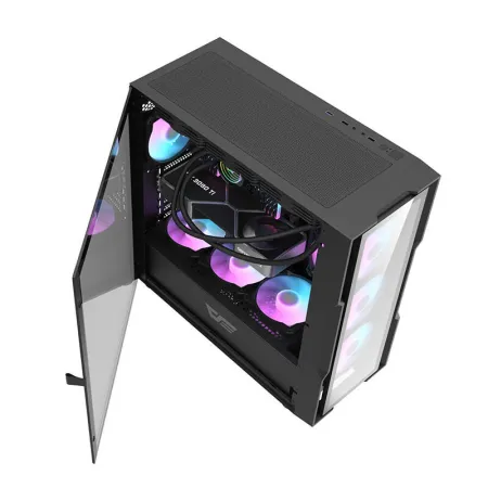 Obudowa komputerowa DARKFLASH DK431 Glass + 4 wentylatory RGB (czarna)