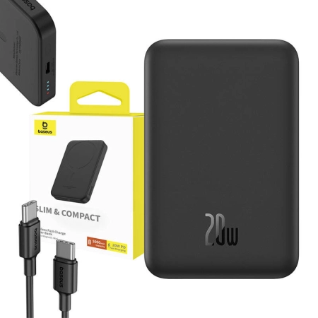 Powerbank BASEUS mini magnetyczny 5000mAh 20W USB-C (czarny)