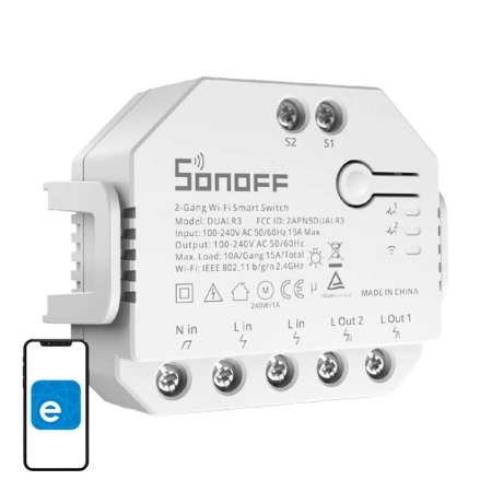 Przekaźnik SONOFF Dual R3 Wi-Fi 2-kanałowy z pomiarem mocy