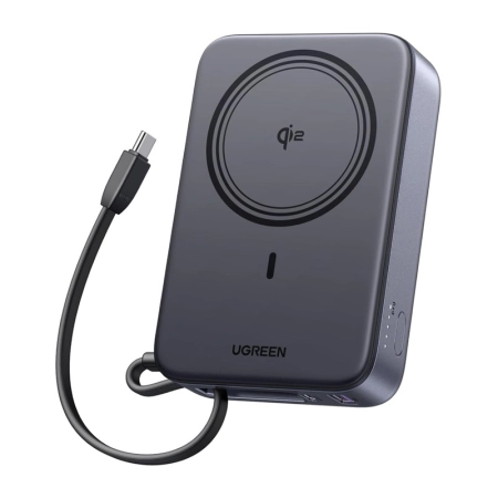 Powerbank magnetyczny 20000mAh Ugreen PB567, USB + USB-C, Qi2 15W (szary)