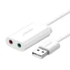 Karta dźwiękowa USB UGREEN US205 15cm (biała)
