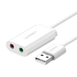 Karta dźwiękowa USB UGREEN US205 15cm (biała) Karta dźwiękowa USB UGREEN US205 15cm (biała)