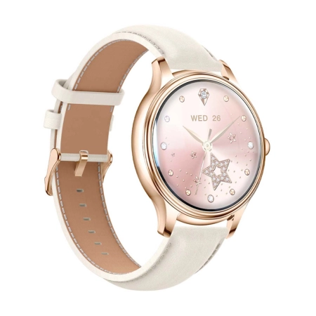 Smart Watch COLMI L28 (Złoty + złoty skórzany pasek)