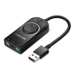 Karta dźwiękowa UGREEN CM129 USB 15cm (czarna) Karta dźwiękowa UGREEN CM129 USB 15cm (czarna)