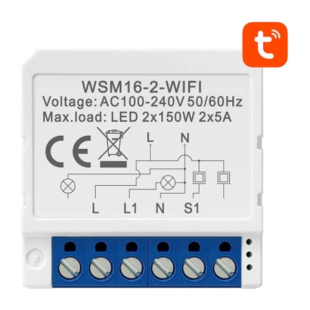 Przekaźnik AVATTO WSM16-W2 Wi-Fi 2-kanałowy Tuya
