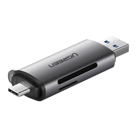 Czytnik kart UGREEN CM185 SD/microSD USB-A/USB-C (szary)