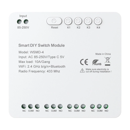 Przekaźnik AVATTO WSMD-4 Wi-Fi BT 4-kanałowy 250V