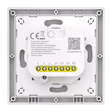 Przełącznik ścienny SONOFF MINI-ZB2GSL-E ZigBee 2-kanałowy