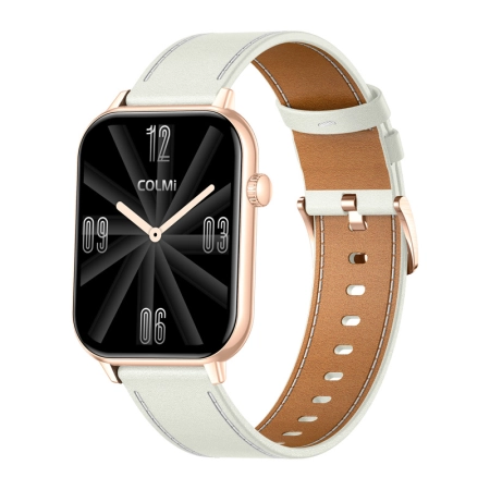 Smartwatch COLMI C28 Złoty + biały skórzany pasek