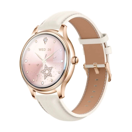 Smart Watch COLMI L28 (Złoty + złoty skórzany pasek)