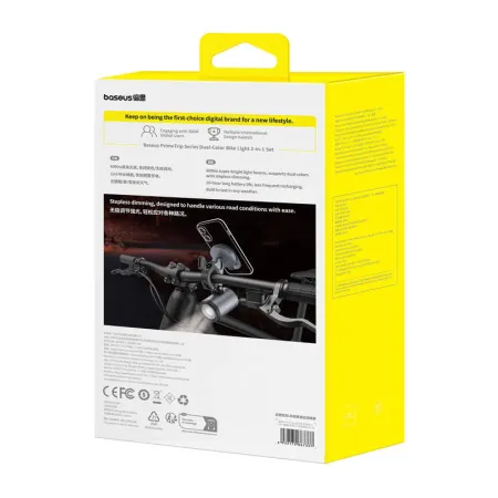 Uchwyt rowerowy BASEUS PrimeTrip 2w1 z latarką (czarny)