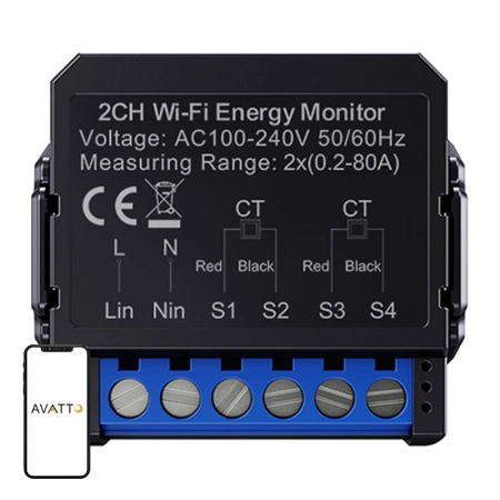 Licznik energii smart AVATTO WPM16-2 Wi-Fi dwukierunkowy