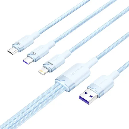 Kabel VENTION CTRLG USB-A-Lightning+USB-C+Micro-USB 1.5m (niebieski)