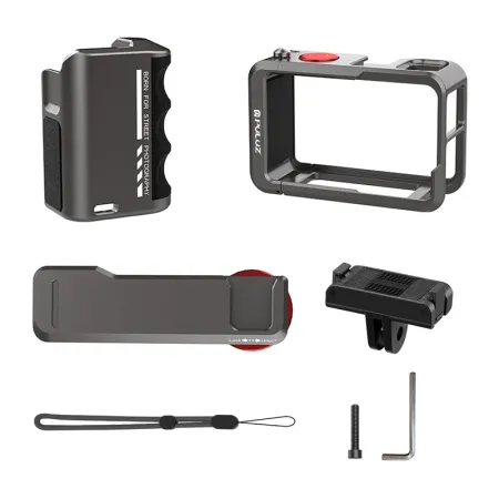 Metalowa obudowa ochronna z uchwytem Puluz dla DJI Osmo Action 5 Pro / Action 4 / Action 3