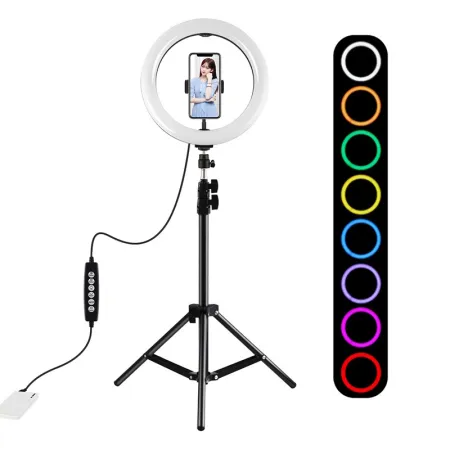 Lampa pierścieniowa PULUZ 26cm statyw 1.1m RGBW LED