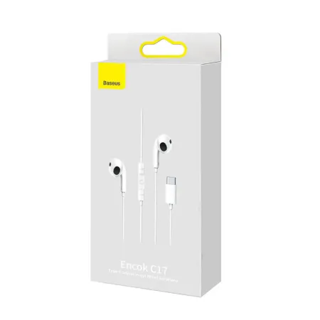 Słuchawki przewodowe BASEUS Encok C17 USB-C (białe)