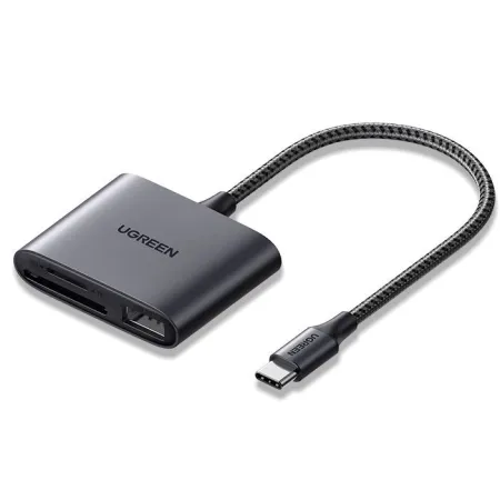 Czytnik kart UGREEN CM387 USB-C SD/microSD + USB (czarny)