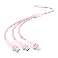 Kabel VENTION CTPPG USB-A-Lightning+USB-C+Micro-USB 1.5m (różowy)